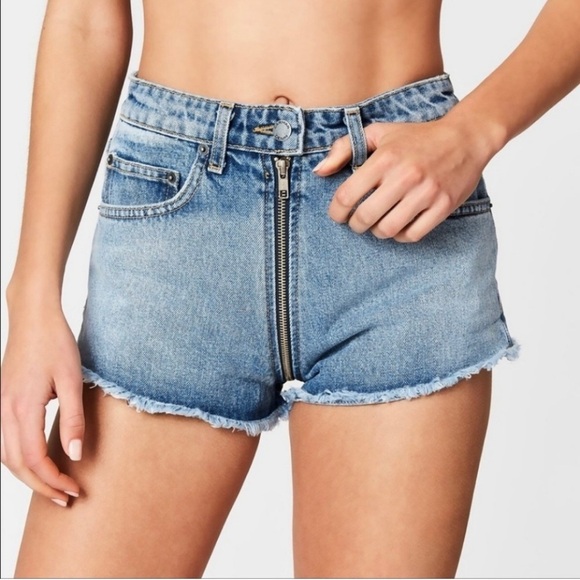 Carmar Blue Helen Exposed Zipper Denim Shorts Size 27 - Picture 1 of 14